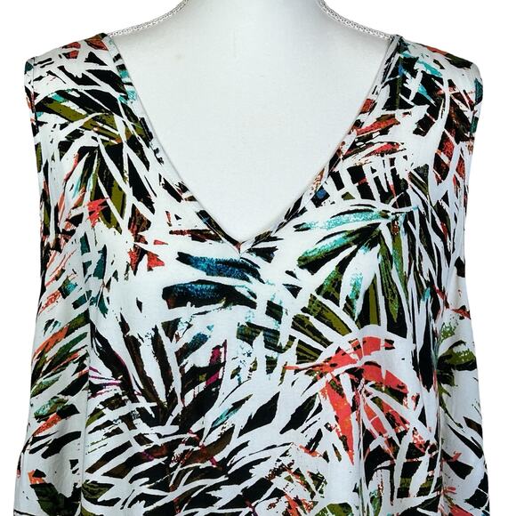 Ava & Viv Top Women Size 2X Tropical Crisscross Strappy Back High Low Coastal - Picture 6 of 13
